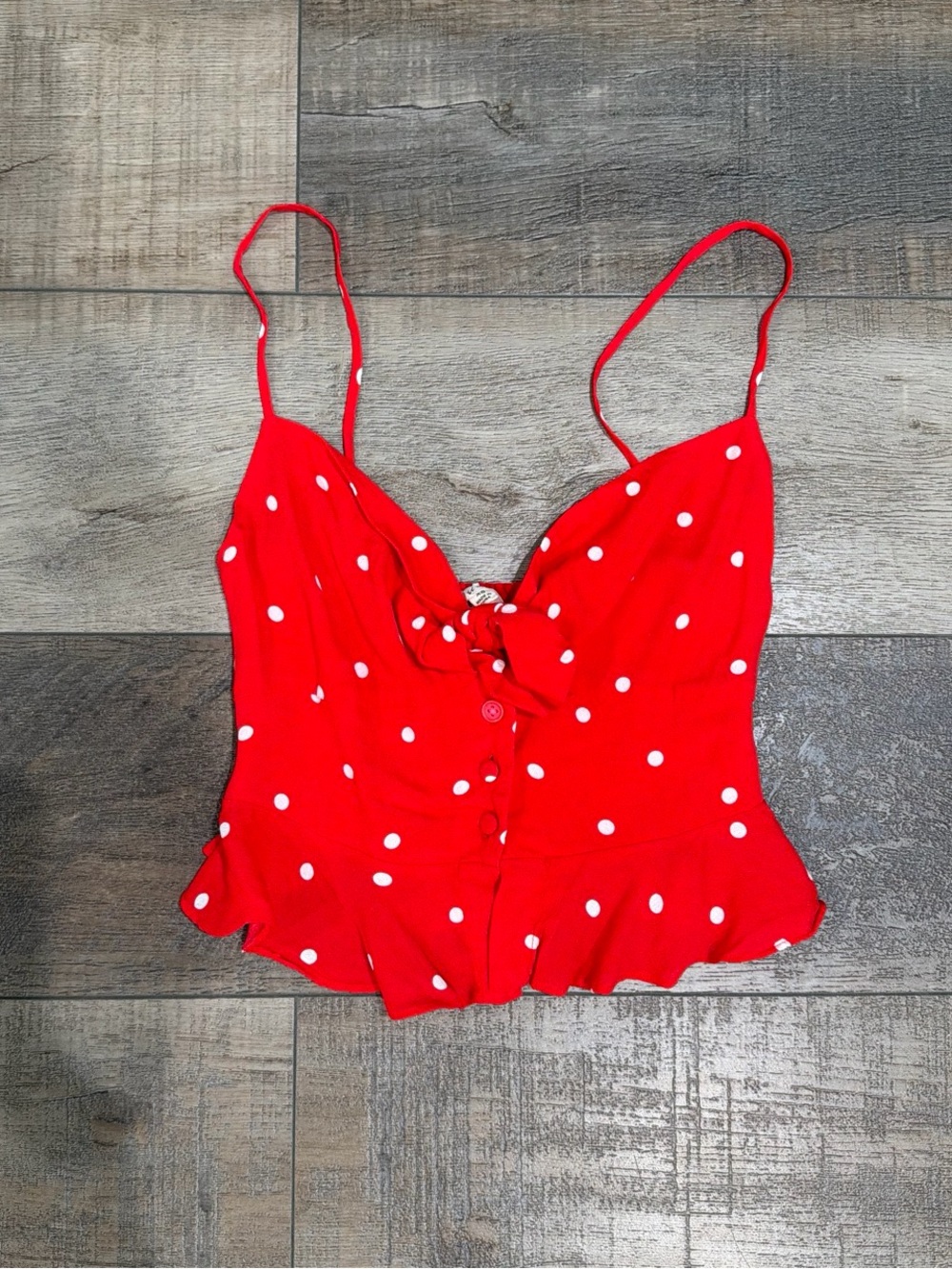 For Love and Lemons red polka dot cropped top